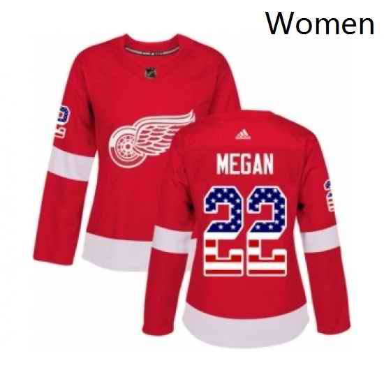 Womens Adidas Detroit Red Wings 22 Wade Megan Authentic Red USA Flag Fashion NHL Jersey